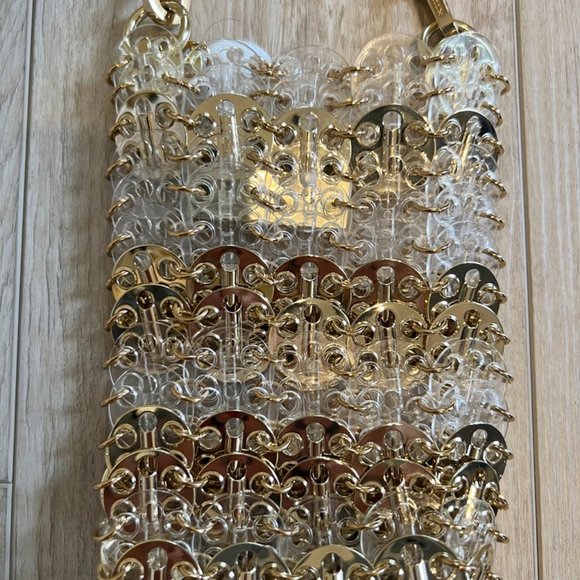 Paco Rabanne 1969 Iconic Chainmail Gold PVC Plastic Two-tone Bottle Cap Mini Bag - Picture 11 of 12